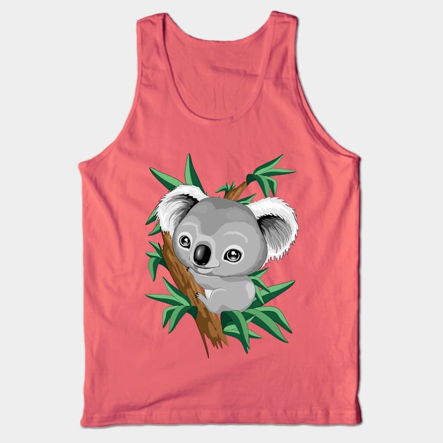 Koala Baby on Eucalypt Branch Tank Top by BluedarkArt